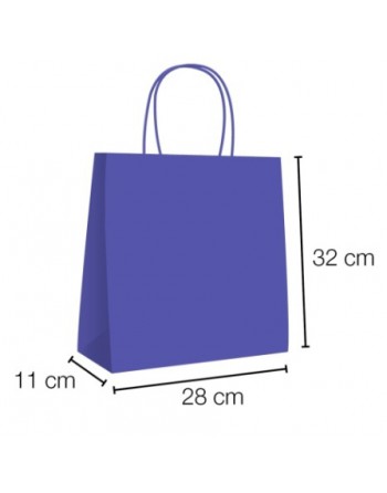 A IBP BOLSA PAPEL KRAFT AZUL OSCURO CON ASA RIZADA DE 90 GR. VERTICAL BASE ESTANDAR MEDIDA 28X32+11 CAJA 250 UNID ID-19/40/047