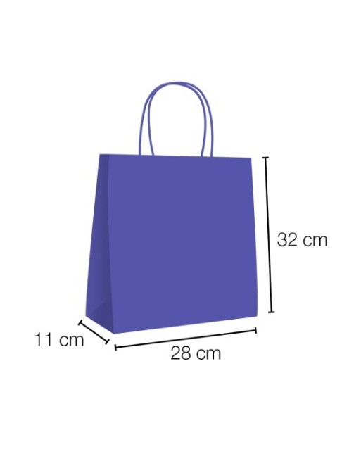 A IBP BOLSA PAPEL KRAFT AZUL OSCURO CON ASA RIZADA DE 90 GR. VERTICAL BASE ESTANDAR MEDIDA 28X32+11 CAJA 250 UNID ID-19/40/047