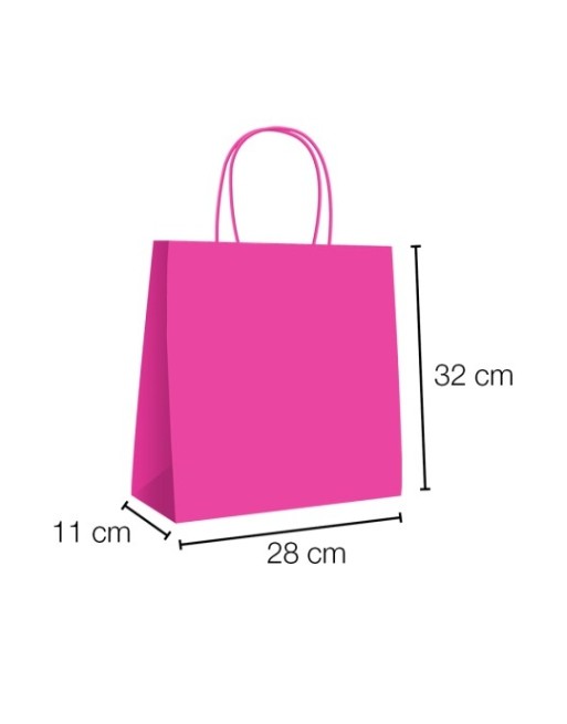 IBP BOLSA PAPEL KRAFT ROSA CON ASA RIZADA DE 90 GR. VERTICAL BASE ESTANDAR MEDIDA 28X32+11 CAJA 250 UNID ID-19/40/048