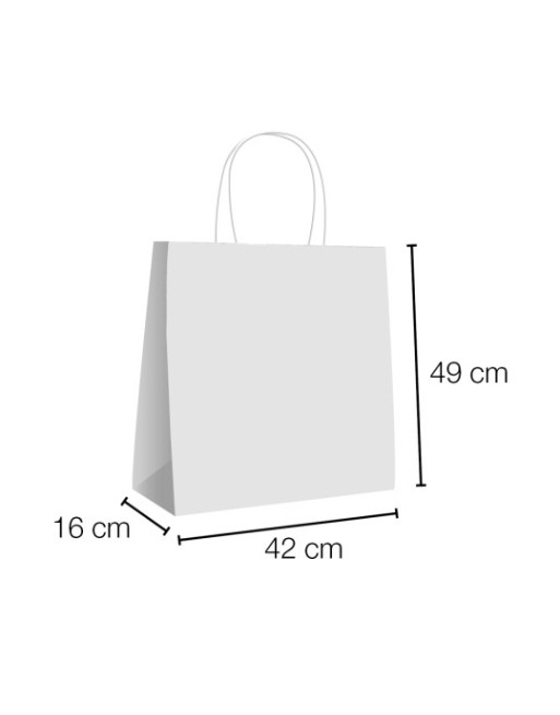 IBP BOLSA PAPEL KRAFT BLANCO CON ASA RIZADA DE 110 GR. VERTICAL BASE ANCHA MEDIDA 42X49+16 CAJA 250 UNID ID-19/40/080