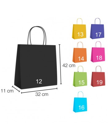 A IBP BOLSA PAPEL KRAFT NEGRO CON ASA RIZADA DE 90 GR. VERTICAL BASE ESTANDAR MEDIDA 32X42+11 CAJA 250 UNID ID-19/40/052