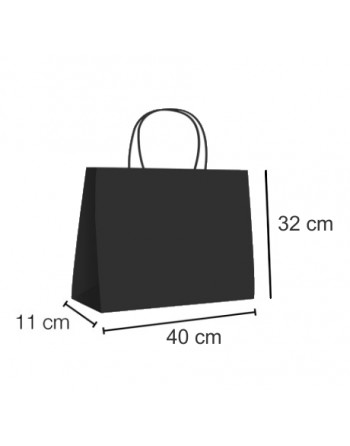A IBP BOLSA PAPEL KRAFT NEGRO CON ASA RIZADA DE 100 GR. HORIZONTAL BASE ESTANDAR MEDIDA 40X32+11 CAJA 250 UNID ID-19/40/122