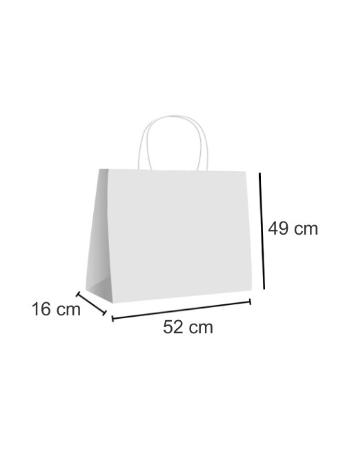 A IBP BOLSA PAPEL KRAFT BLANCO CON ASA RIZADA DE 100 GR. HORIZONTAL BASE ANCHA MEDIDA 52X49+16 CAJA 150 UNID ID-19/40/150