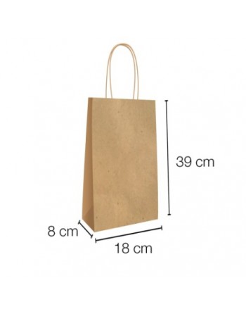 IBP BOLSA PAPEL KRAFT MARRON CON ASA RIZADA DE 115 GR. BOTELLERA BASE ESTANDAR MEDIDA 18X39+8 CAJA 250 UNID ID-19/40/301
