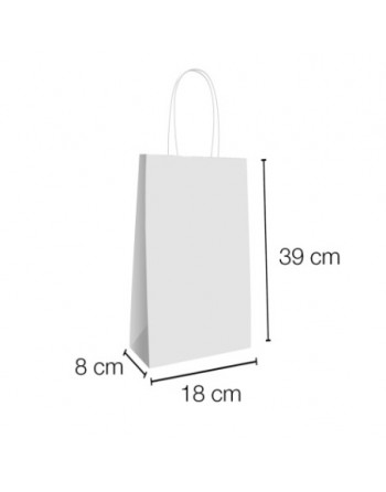 A IBP BOLSA PAPEL KRAFT BLANCO CON ASA RIZADA DE 90 GR. BOTELLERA BASE ESTANDAR MEDIDA 18X39+8 CAJA 250 UNID ID-19/40/300