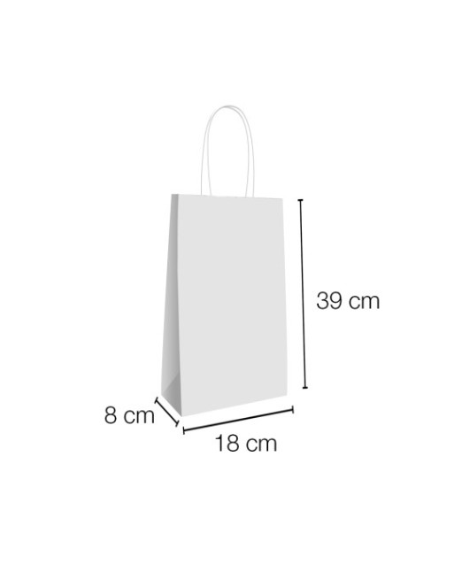 IBP BOLSA PAPEL KRAFT BLANCO CON ASA RIZADA DE 90 GR. BOTELLERA BASE ESTANDAR MEDIDA 18X39+8 CAJA 250 UNID ID-19/40/300