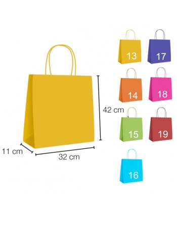 IBP UNIUSO BOLSA PAPEL KRAFT AMARILLO CON ASA RIZADA DE 90 GR. VERTICAL BASE ESTANDAR MEDIDA E20592+11 CAJA 250 UNID - 19/40/053