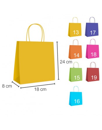 IBP UNIUSO BOLSA PAPEL KRAFT AMARILLO CON ASA RIZADA DE 90 GR. VERTICAL BASE ESTANDAR MEDIDA 18X24+8 CAJA 250 UNID - 19/40/013