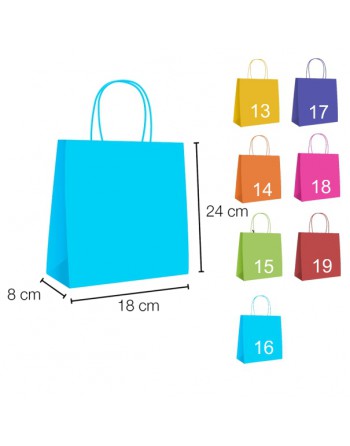 A IBP UNIUSO BOLSA PAPEL KRAFT AZUL CON ASA RIZADA DE 90 GR. VERTICAL BASE ESTANDAR MEDIDA 18X24+8 CAJA 250 UNID - 19/40/016