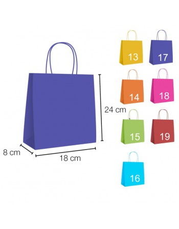 A IBP UNIUSO BOLSA PAPEL KRAFT AZUL OSCURO CON ASA RIZADA DE 90 GR. VERTICAL BASE ESTANDAR MEDIDA 18X24+8 CAJA 250 UNID - 19/40/