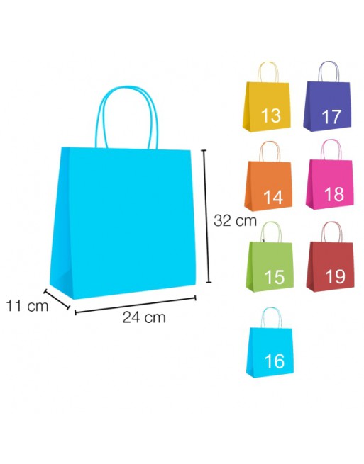 A IBP UNIUSO BOLSA PAPEL KRAFT AZUL CON ASA RIZADA DE 90 GR. VERTICAL BASE ESTANDAR MEDIDA 24X32+11 CAJA 250 UNID - 19/40/036