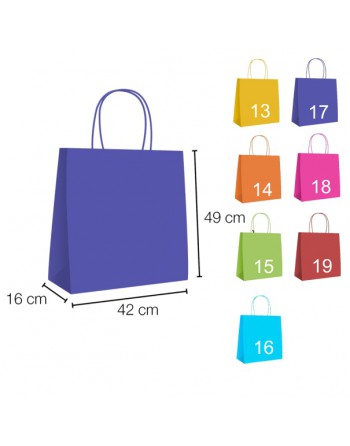 IBP UNIUSO BOLSA PAPEL KRAFT AZUL OSCURO CON ASA RIZADA DE 90 GR. VERTICAL BASE ESTANDAR MEDIDA 42X49+16 CAJA 250 UNID - 19/40/0