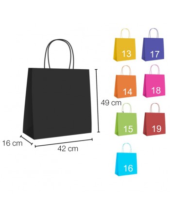 IBP UNIUSO BOLSA PAPEL KRAFT NEGRO CON ASA RIZADA DE 90 GR. VERTICAL BASE ESTANDAR MEDIDA 42X49+16 CAJA 250 UNID - 19/40/082