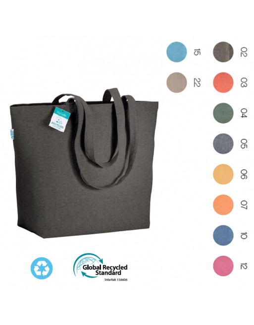 BOLSA EN ALGOD?N RECICLADO 280 G/M2, ASAS LARGAS Y FUELLE EN LA BASE. 22119