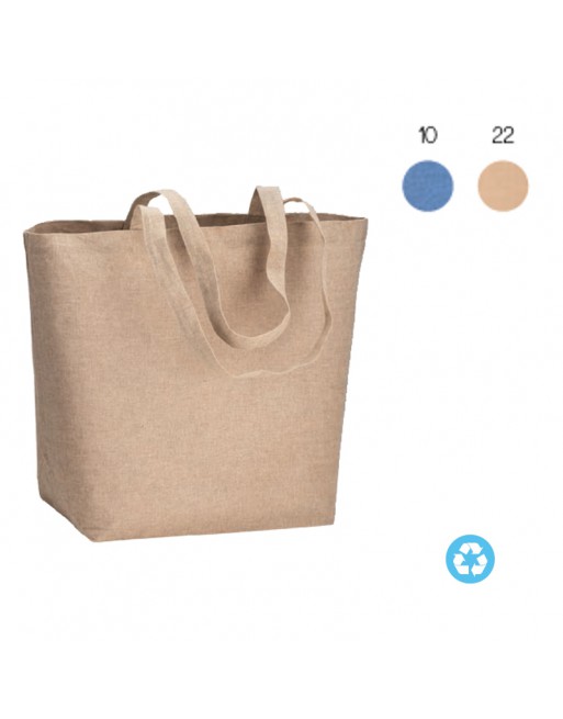 BOLSA DE ALGOD?N RECICLADO, 120 G/M2, CON  LAMINADO DE POLIPROPILENO (PP), ASAS LARGAS Y FUELLE 24140