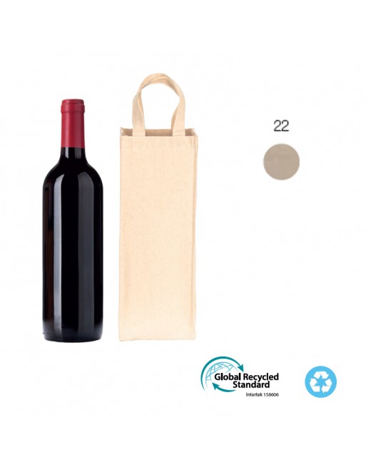 BOLSA PARA UNA BOTELLA FABRICADA CON ALGOD?N RECICLADO DE 250 G/M2, ASAS CORTAS. 25112