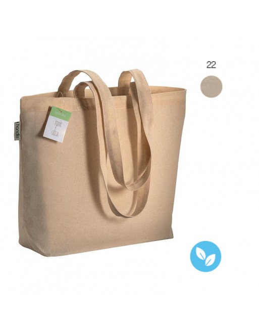 BOLSA SHOPPER DE ALGOD?N ORG?NICO DE 120 G/M2 CON ASAS LARGAS Y FUELLE. 20108