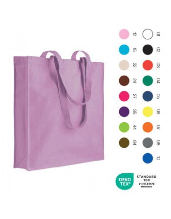 BOLSA DE ALGOD?N 220 G/M2 FUELLE Y ASAS LARGAS. MEDIDAS 38 X 42 X 8,5 CM. 07125