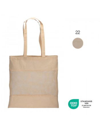 BOLSA DE ALGOD?N NATURAL (SIN TE?IR) 135 G/M2, CON RED EN LA PARTE CENTRAL. ASAS LARGAS 22134