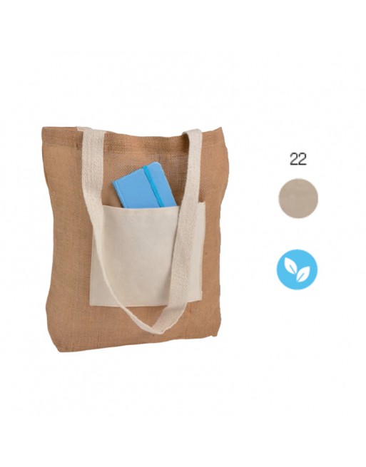 BOLSA DE YUTE CON ASA Y BOLSILLO DE 35 X 37 X 12 CM DE ALGOD?N NATURAL 09148