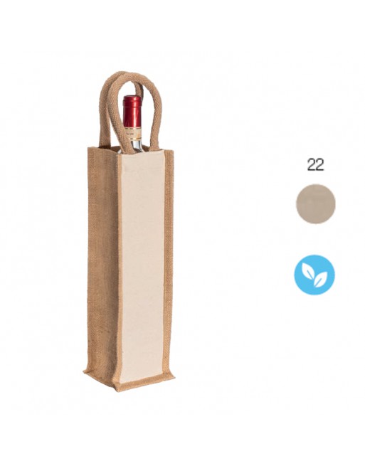 BOLSA PARA BOTELLAS DE YUTE Y ALGOD?N CON ASAS DE CUERDA 23409