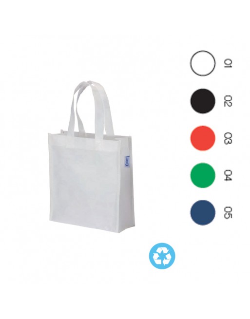 MINI BOLSA DE PET RECICLADO  80 G/M2, ASAS CORTAS Y FUELLE. 22108