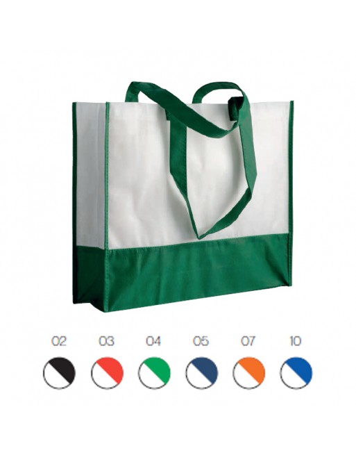 BOLSA BICOLOR DE TEJIDO SIN TEJER. MEDIDAS 40 X 35 X 12 CM. 80 G/M2 14110