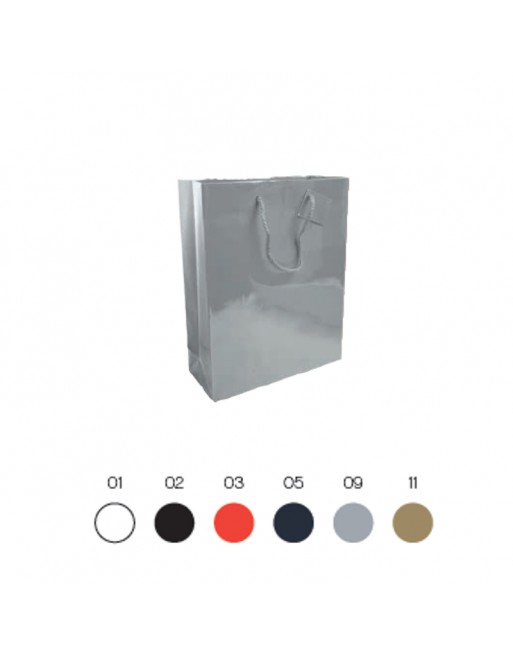 BOLSA DE PAPEL PLASTIFICADO Y CABLE DE MANGOS + TARJETAS DE VISITA. 15125