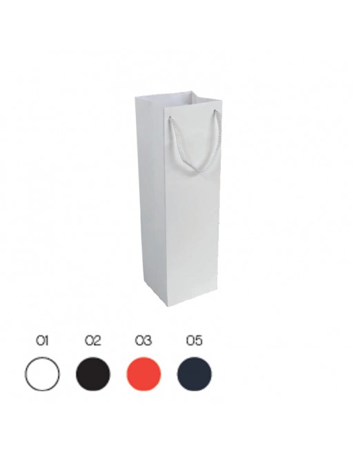 BOLSA PARA UNA BOTELLA BOLSA DE PAPEL LAMINADO MATE Y ASAS CORTAS DE CORD?N + TARJETA 17151