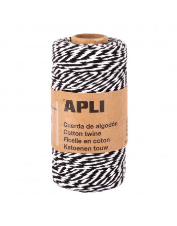 APLI CUERDA DE ALGODON NEGRA Y BLANCA DE 100 METROS - 19843