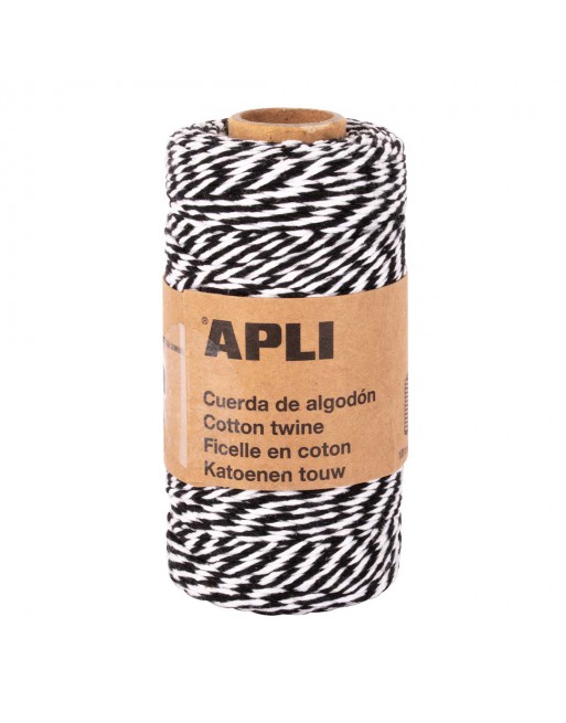 APLI CUERDA DE ALGODON NEGRA Y BLANCA DE 100 METROS - 19843