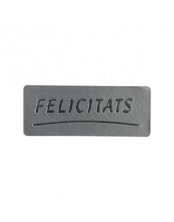 ARGUVAL 500 ETIQUETA ADHESIVA REGALO -CATAL?- RECTANGULAR 4 X 1,8 CM FELICITATS - PLATA - 40562