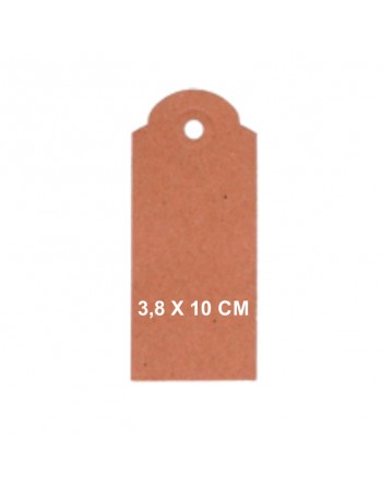 OFICENTER 150 ETIQUETA COLGANTE TROQUELADA CON AGUJERO PARA CORDEL MEDIDA 3,8 X 10 CM - MARRON K - 3810001