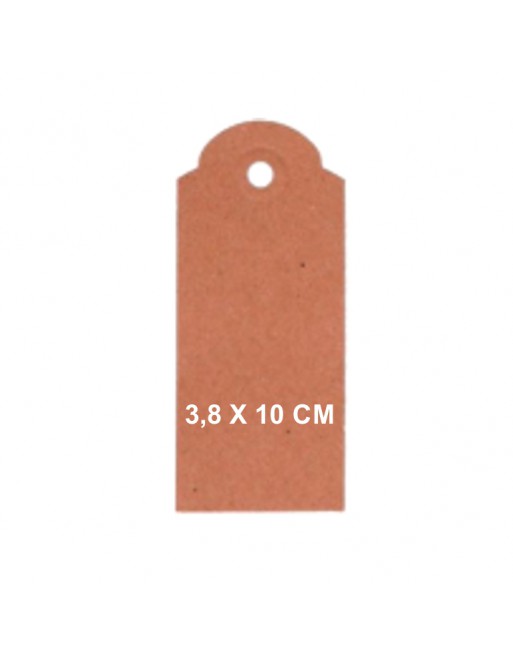 OFICENTER 150 ETIQUETA COLGANTE TROQUELADA CON AGUJERO PARA CORDEL MEDIDA 3,8 X 10 CM - MARRON K - 3810001