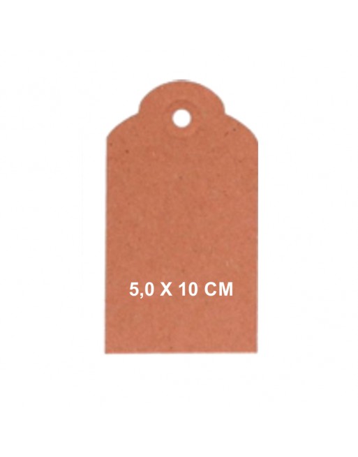 OFICENTER 120 ETIQUETA COLGANTE TROQUELADA CON AGUJERO PARA CORDEL MEDIDA 5,0 X 10 CM - MARRON K - 5010001