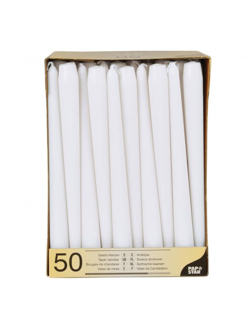 PAPSTAR CAJA 50 VELAS 2.2X25CM BLANCO 17966