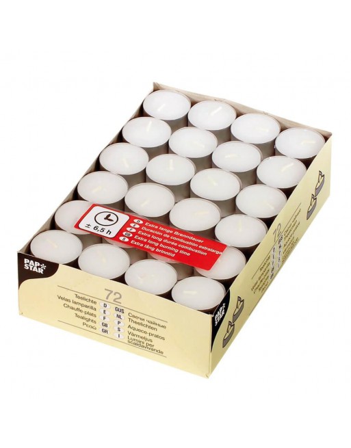 PAPSTAR CAJA 72 VELAS DE TE 3.9CM BLANCO 15230