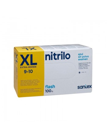 SANTEX 100 GUANTES DE NITRILO SIN POLVO TALL XL AZUL GD20B T.XL