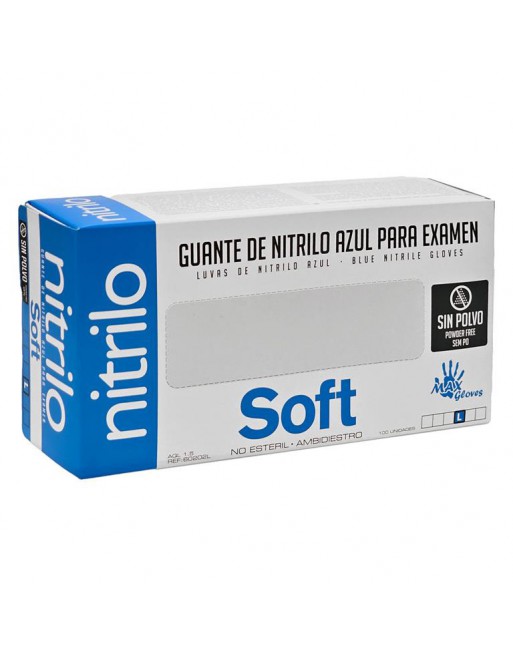 UNQ CAJA DE 100 GUANTES DE NITRILO COLOR AZUL FLEXIBILIDAD Y RESISTENCIA TALLA L 040124.4