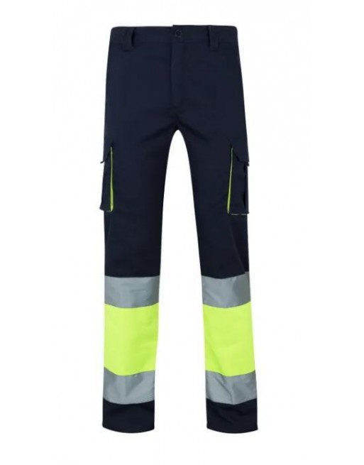 VELILLA PANTALON ALTA VISIBILIDAD FLUOR 6 BOLSILLOS STRETCH MARINO Y AMARILLO TALLA S 303002 - 61/20 T.S