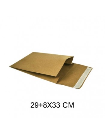 IBP SOBRES PAPEL E-COMMERCE KRAFT CON SOLAPA 1 TIRA ADHESIVA Y FUELLE MEDIDA 29+8X33CM 250 UNID ID-19/50/120