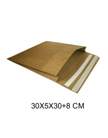 IBP SOBRES PAPEL E-COMMERCE KRAFT CON DOBLE SOLAPA ADHESIVA FUELLE Y TEAR OFF MEDIDA 30X5X30+8 CM 250 UNID ID-19/50/210