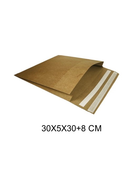 A IBP SOBRES PAPEL E-COMMERCE KRAFT CON DOBLE SOLAPA ADHESIVA FUELLE Y TEAR OFF MEDIDA 30X5X30+8 CM 250 UNID ID-19/50/210