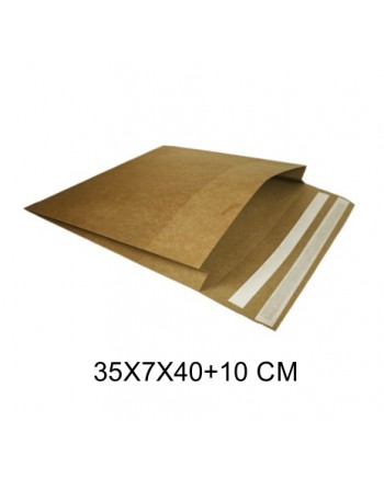 A IBP SOBRES PAPEL E-COMMERCE KRAFT CON DOBLE SOLAPA ADHESIVA FUELLE Y TEAR OFF MEDIDA 35X7X40+10 CM 250 UNID ID-19/50/220