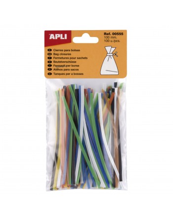 APLI CIERRES METALICOS FLEXIBLES PARA BOLSAS DE ALAMBRE RECUBIERTO 100 U. - 00555