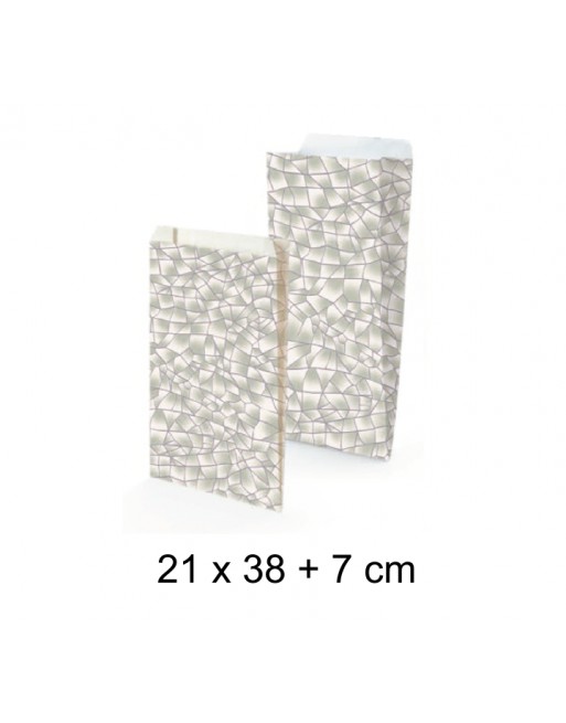 A IMC SOBRE DISE?O METALIZADO GOFRADO PARA SERVICIO COMERCIAL BASE DE CELULOSA BLANCA 60 GR. MEDIDA 21 X 38 +6 CAJA DE 25