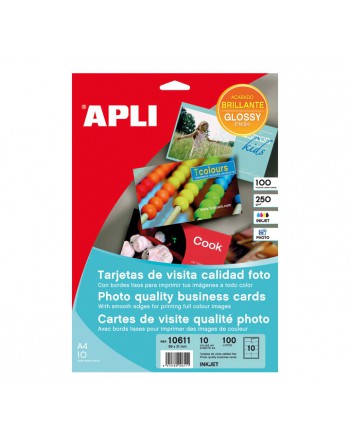 APLI 10 TARJETAS VISITA PAPEL FOTO 250GR 89X51 10611